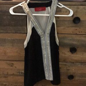 Black/Cream beaded tank